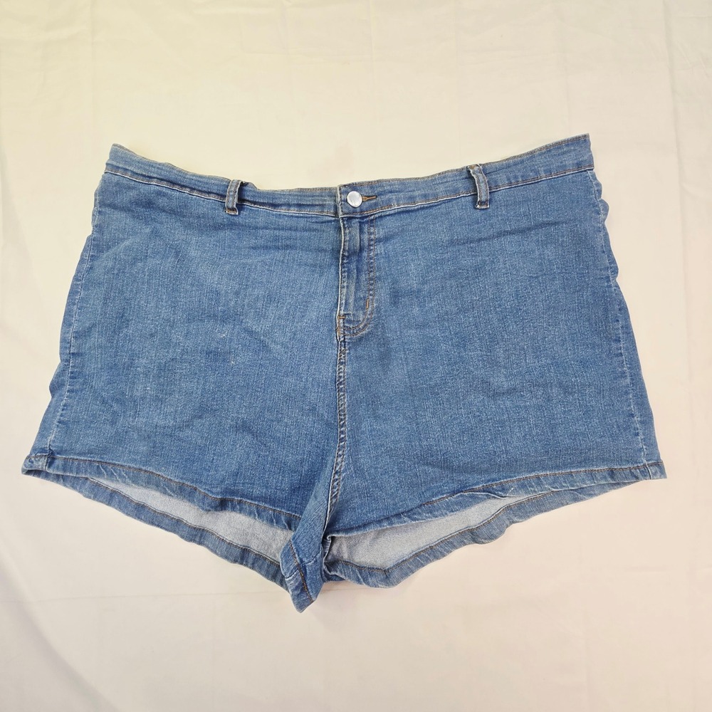 PrettyLittleThing Denim Shorts Women Size 20 Blue High Waisted Medium Wash